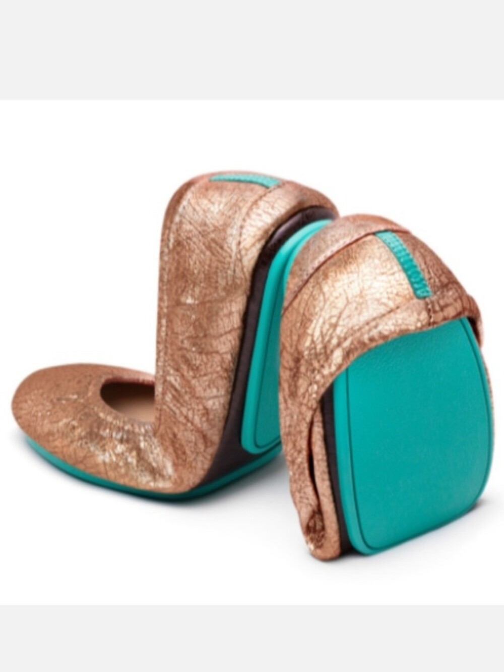 Tieks Rose Gold Glam Crackle Metallic Leather Flats